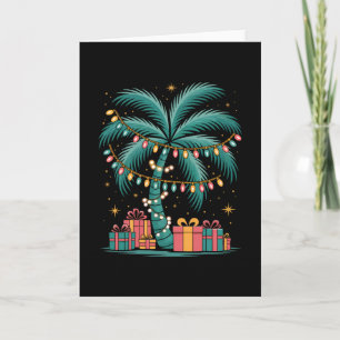 Cartão Natal Tropical Havaiano Papai Noel Palmeira Com L