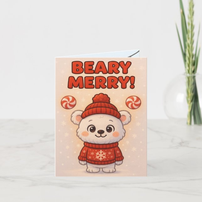 Cartão Natal Urso Polar Fofo (Frente)