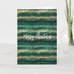 Cartão Natal Verde Dourado Glitter