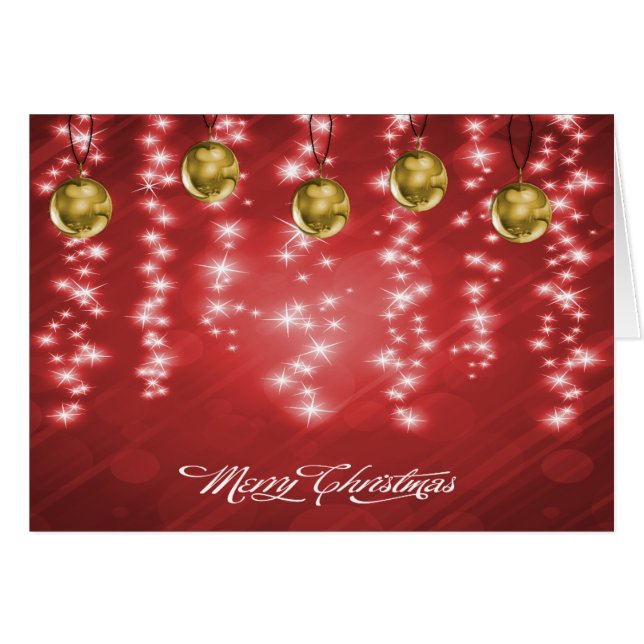 Cartão Natal Vermelho e Dourado (Frente Horizontal)