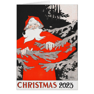 Cartão NATAL VINTAGE COM ÁRVORE DE PINHEIRO Natal 