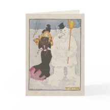 Natal vintage de 1907 Senhora e Boneco de Neve Inv