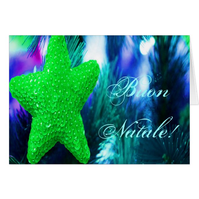 Cartão Natale Natale Green Christmas Star I (Frente Horizontal)