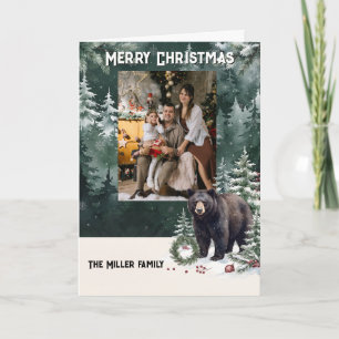 Cartão Natalina Urso Preto Foto Personalizada Natal