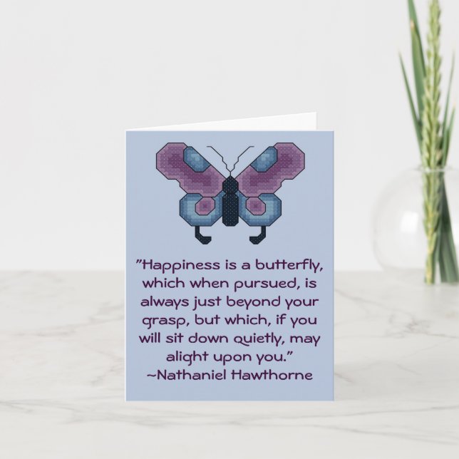 Cartão Nathaniel Hawthorne Happiness Quote Card (Frente)