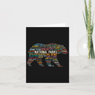 Cartão National Parks Usa Lista Word Cloud Bear Acampando