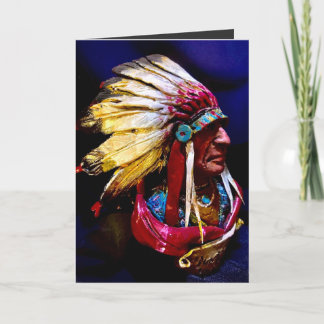 Cartão  Native american Chief Folded Greeting Card