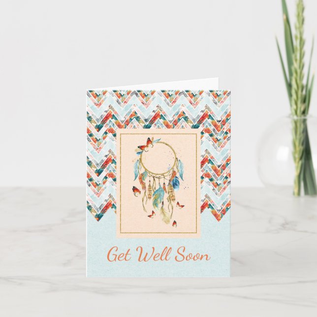 Cartão Native American Dreamcatcher Get Well Soon (Frente)