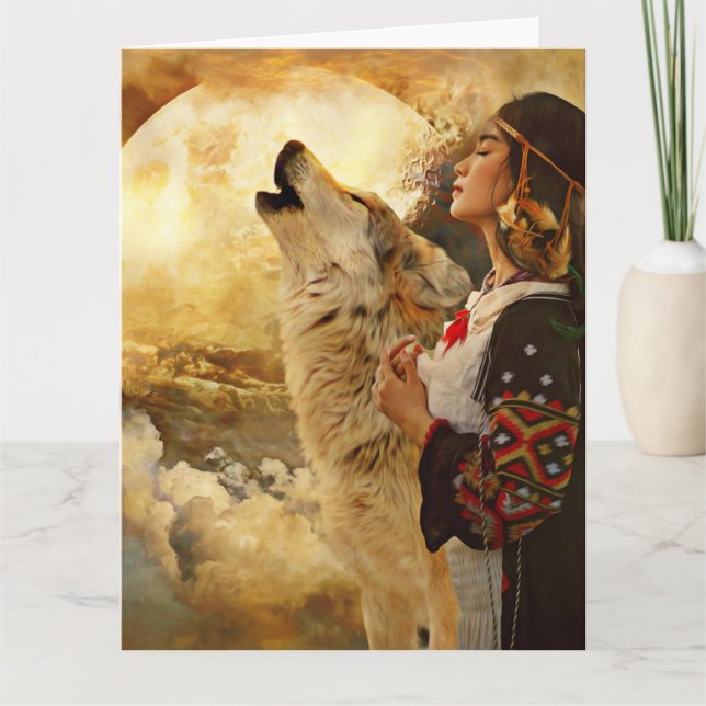 CARTÃO NATIVE AMERICAN INDIAN WOMAN BIRTHDAY GREETING (Frente)