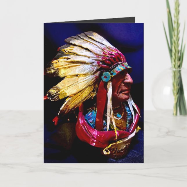 Cartão Native "Hunkpapa Chief" Folded Greeting Card (Frente)