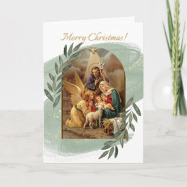 Cartão Natividade Cena Verde de Natal