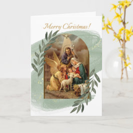 Cartão Natividade Cena Verde de Natal