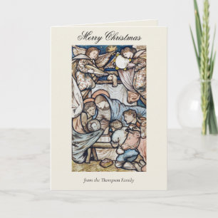 Cartão Natividade Cristã Natal Religioso Vintage Alegria
