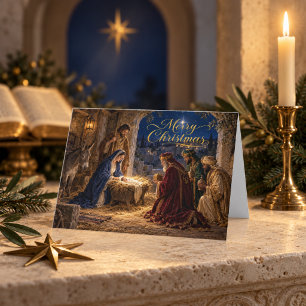 Cartão Natividade Elegante Três Reis Magos Natal