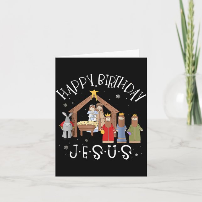 Cartão Nativity Happy Birthday Jesus Christmas Nativity C (Frente)