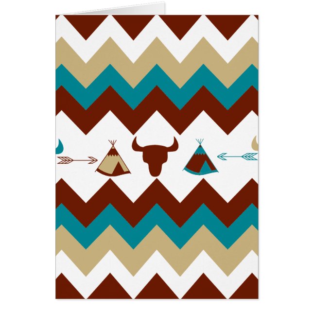 Cartão Nativo Americano Tribal Chevron Skulls Tipi Arrows (Frente)