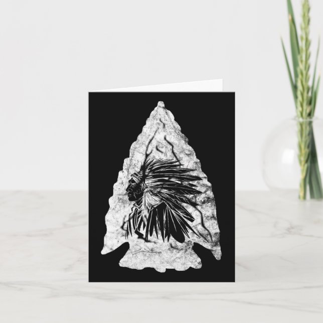 Cartão Nativo de caça ao relíquia-chefe indiana Caçador d (Frente)