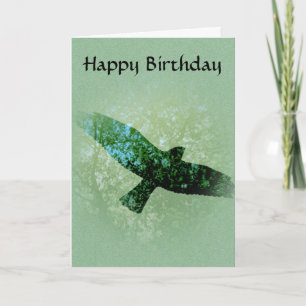 Cartão Nature Green Trees Bird Soaring Crow Birthday