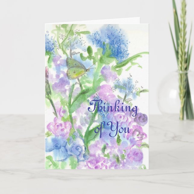 Cartão Nature Journal Yellow Moth Flower Thinking of You (Frente)
