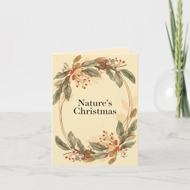 Cartão Nature’s Christmas – Minimal Botanical Holiday  (Frente)