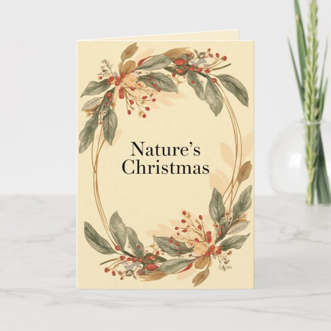 Cartão Nature’s Christmas – Minimal Botanical Holiday  (Frente)