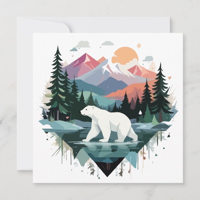 Cartão Natureza Animal Selvagem De Ursos Polares Fora Da  (Frente)
