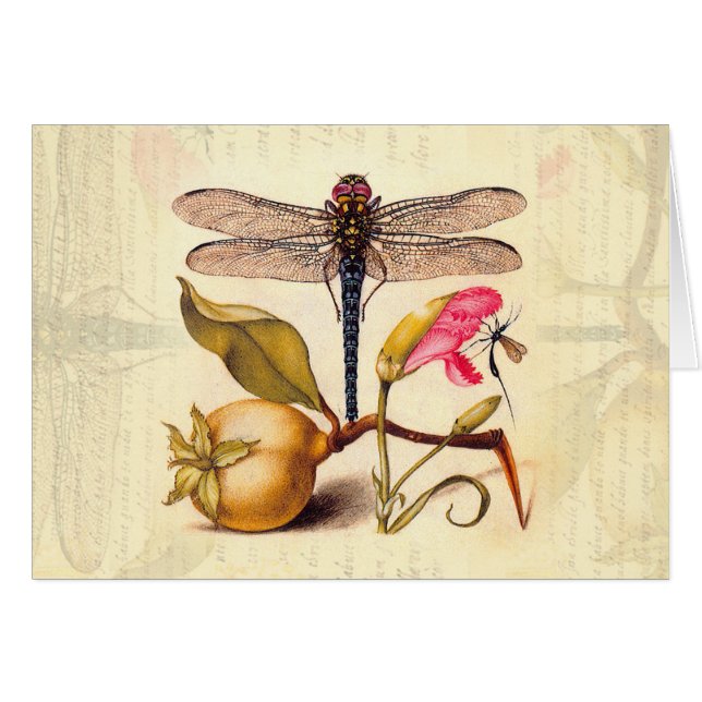 Cartão Natureza Botânica Dragonfly (Frente Horizontal)