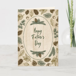 Cartão Natureza de madeira de folhas verdes e verdes Feli