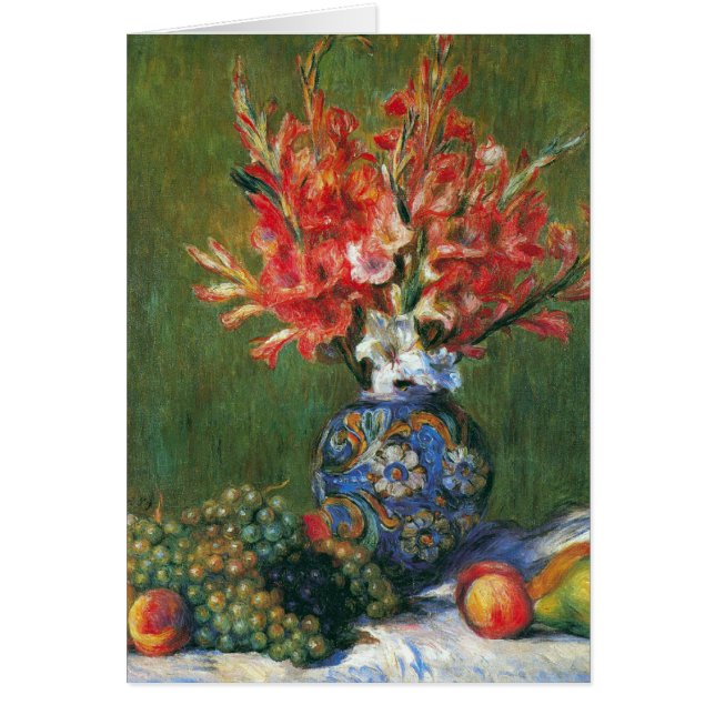 Cartão Natureza-morta com Flores e Frutas de Pierre Renoi (Frente)