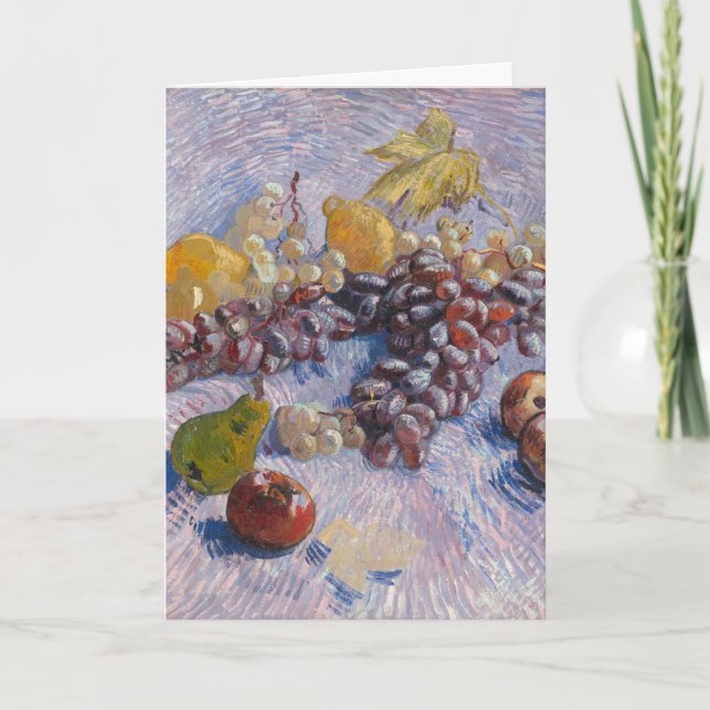 Cartão Natureza Morta com Uvas e Maçãs de Van Gogh Impres (Frente)