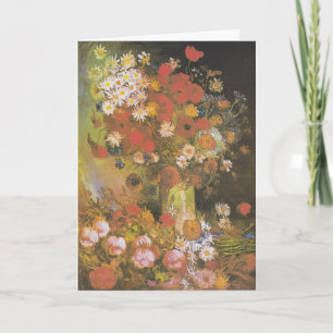 Cartão Natureza-morta floral de Van Gogh Papoulas vermelh
