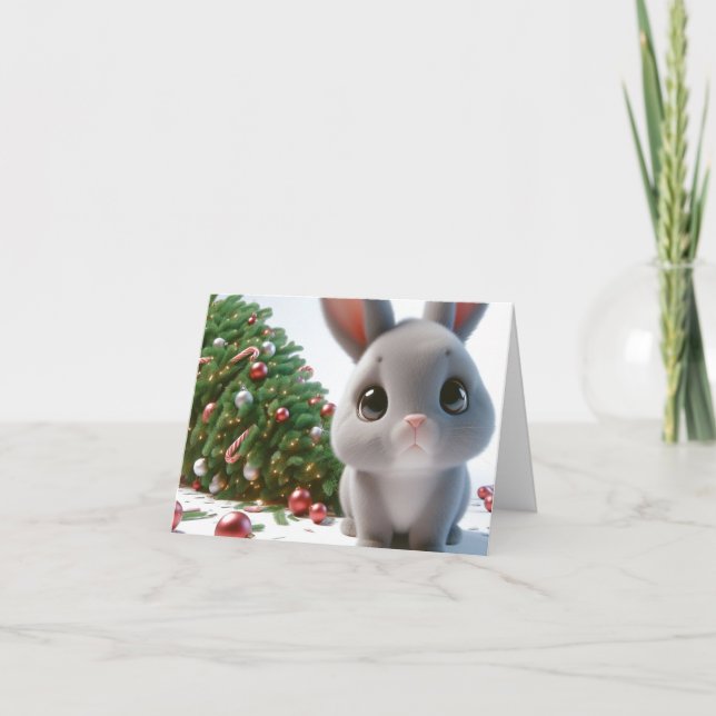 Cartão Naughn Bunny Christmas (Frente)
