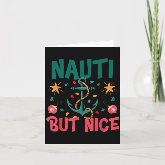 Cartão Naughty But Nice Funny Nautical Christmas Pun Joke (Frente)