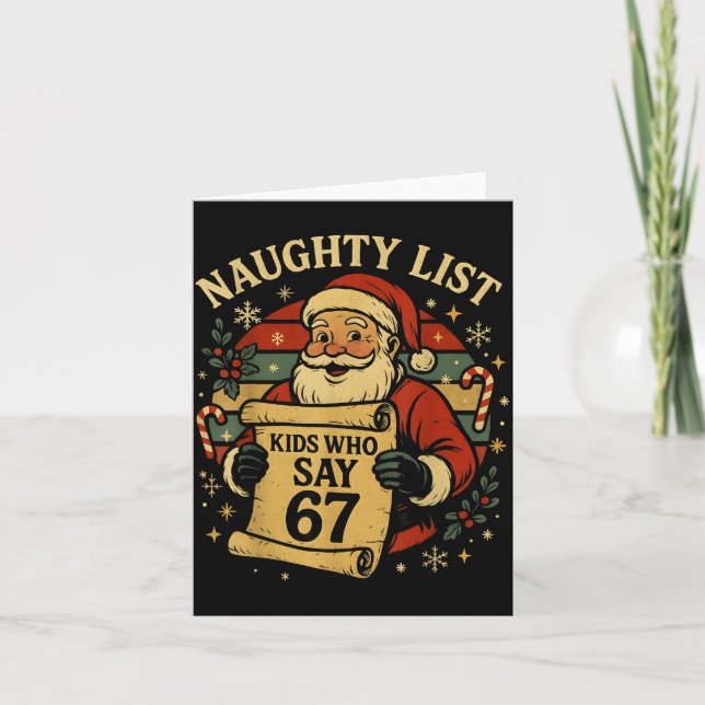Cartão Naughty List Kids Who Say 67 Funny Teacher Christm (Frente)