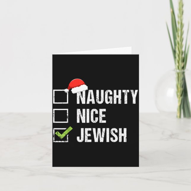 Cartão Naughty Nice Jewish Shirt Santa Jew Christmas Gift (Frente)