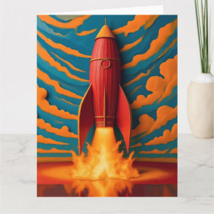 Cartão Nave Espacial: inspirada nos anos 50
