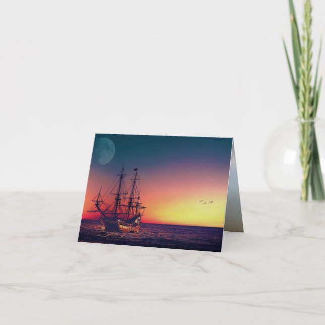 Cartão Navegação até o pôr do sol (Frente)