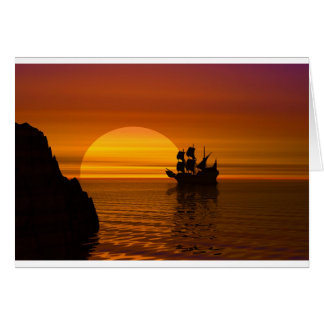 Cartão Navegação no pôr do sol