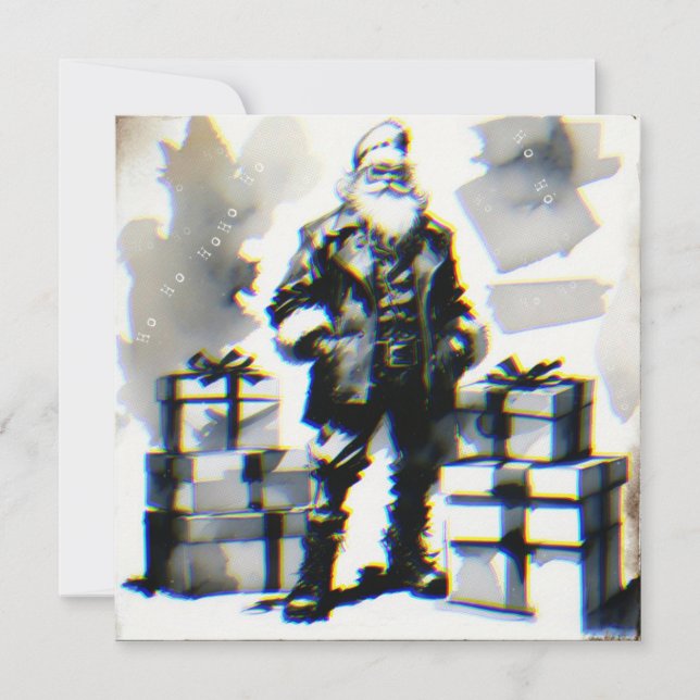 Cartão Navidad Punk (Santa postal). (Frente)