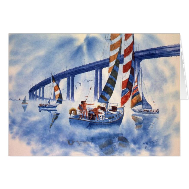 CARTÃO NAVIGAÇÃO FELIZ NA BAÍA DE SAN DIEGO (Frente Horizontal)