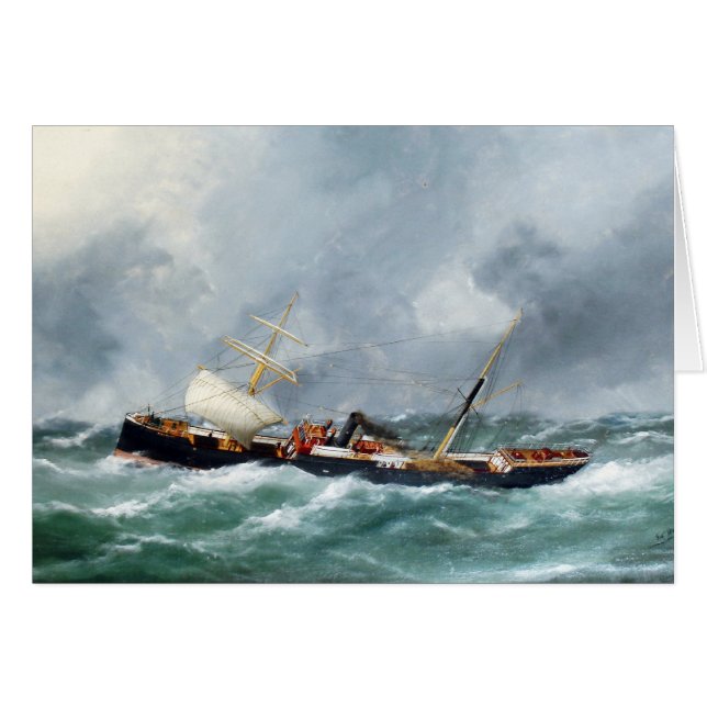 Cartão Navio à vela a vapor Finsbury 1881 (Frente Horizontal)