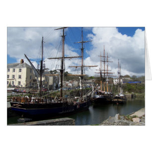 Cartão Navio à vela Charlestown Harbor Cornwall Foto