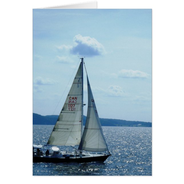 Cartão "Navio à vela, Lago Champlain" (Frente)