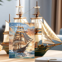 Navio à vela no amanhecer feliz irmão de aniversár