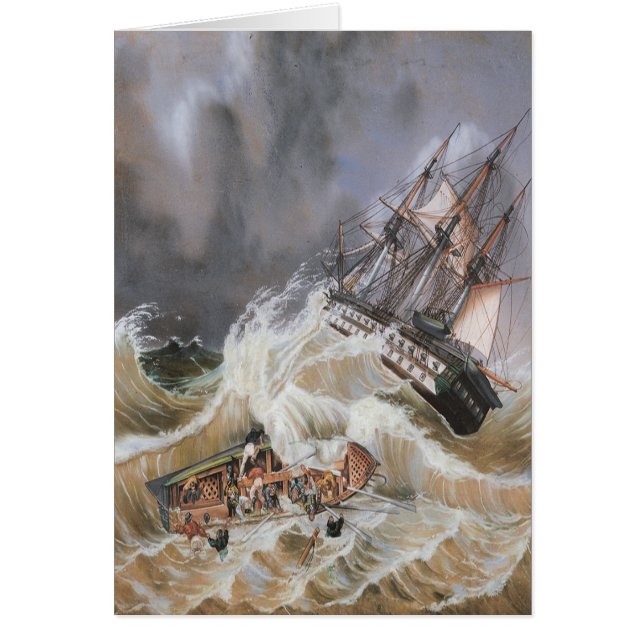 Cartão Navio Clipper Tempestade no Mar 1870 (Frente)