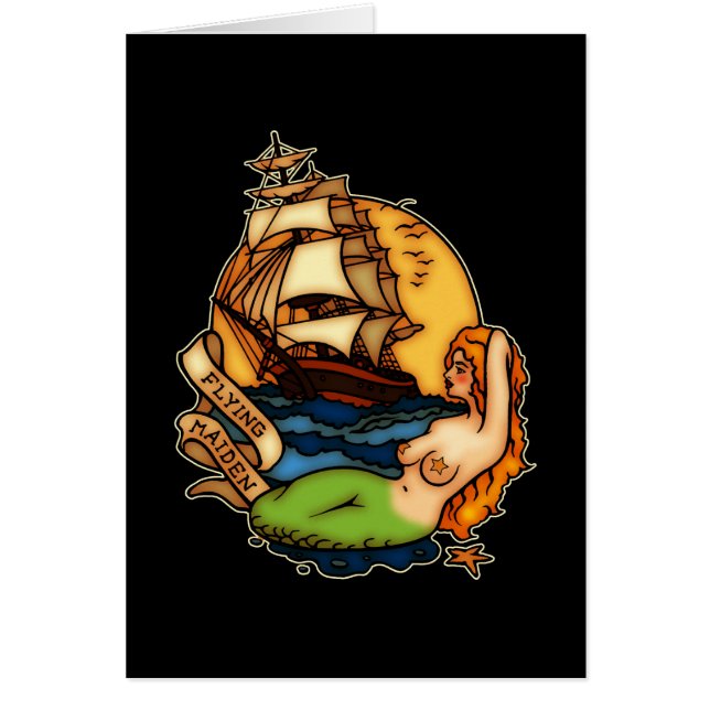 Cartão Navio da sereia e de pirata (Frente)