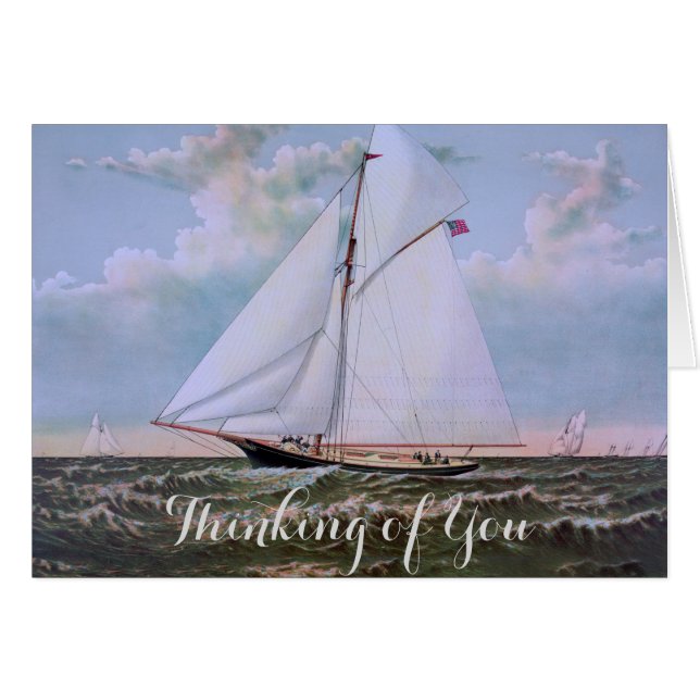 Cartão Navio de Navegação Antiquada - Yacht Sailboat Ocea (Frente Horizontal)