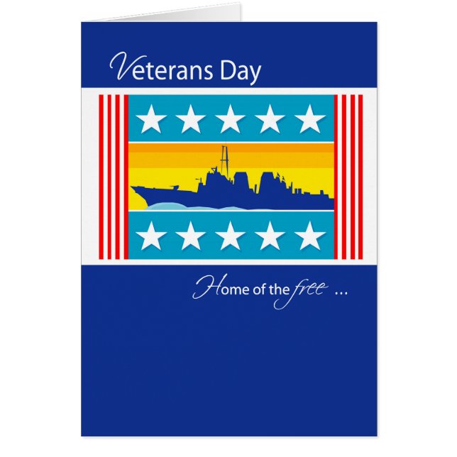 Cartão Navio Naval Patriótico do Dia dos Veteranos, Verme (Frente)