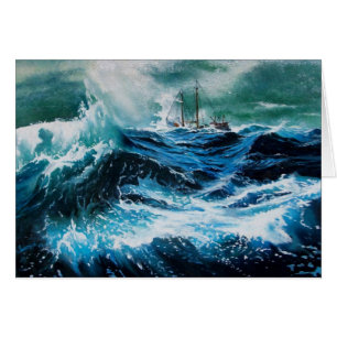 Cartão Navio no mar na tempestade