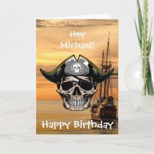 Cartão Navio Pirata de Aniversário Mais Fofo